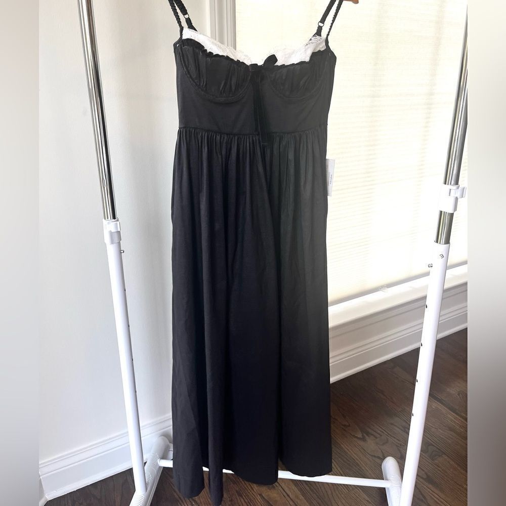 For‎ Love And Lemons Doris Taffeta Midi Corset Dress Black White Lace Medium NWT - Picture 7 of 16